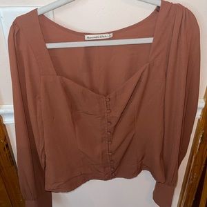 Abercrombie and Fitch - Long Sleeve Button V-Neck Top